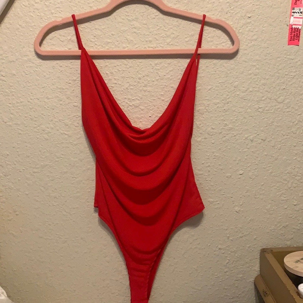SEXY RED BODYSUIT WITH LOW BACK